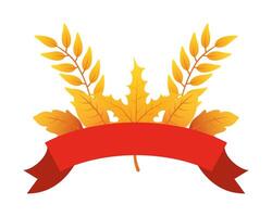 autumn branch with leafs and ribbon decorative crown vector