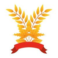 autumn branch with leafs and ribbon decorative crown vector