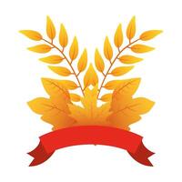 autumn branch with leafs and ribbon decorative crown vector