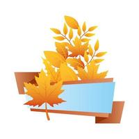 autumn branch with leafs blue label vector
