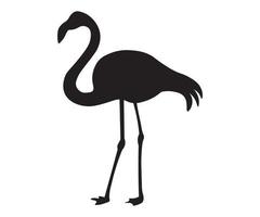 black silhouette of a standing flamingo vector