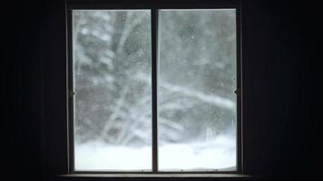 vista de tormenta de nieve por la ventana video