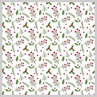 Christmas floral seamless pattern. Flat vector design for background, wallpaper, wrapping, texture, printing and scrapbook.