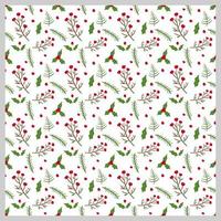 Christmas floral seamless pattern. Flat vector design for background, wallpaper, wrapping, texture, printing and scrapbook.