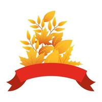 autumn branch with leafs and ribbon decorative crown vector