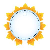 autumn circular frame with leafs decoration vector