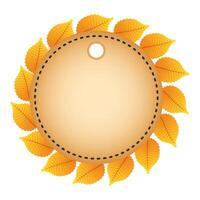 autumn circular frame with leafs decoration vector