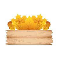 autumn branch with leafs and wooden label decorative crown vector
