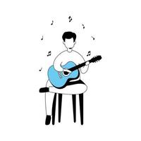 man with guitar isolated icon vector