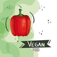 cartel de comida vegana con pimiento vegetal vector