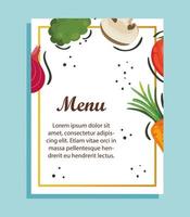 tarjeta de menú con verduras frescas vector