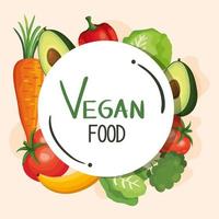 cartel de comida vegana con conjunto de verduras vector