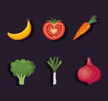 set of healthy and fresh vegetables vector