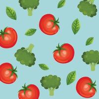 background of tomatoes and broccolis vector