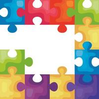 frame of puzzle pieces icons vector