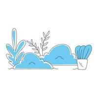 bushes with plants scene natural vector