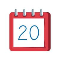 calendar reminder date with number twenty vector