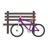 bike with wooden chair of park vector