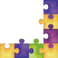 frame of puzzle pieces icons vector