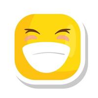 funny square emoticon smiling isolated icon vector