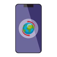 mundo, planeta tierra, en, smartphone, aislado, icono vector