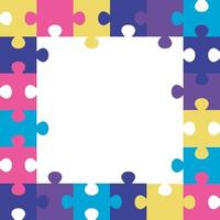 frame of puzzle pieces icons vector