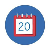 calendar with number twenty in frame circular vector