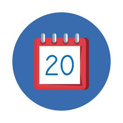 calendar with number twenty in frame circular