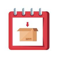box package in calendar reminder isolated icon vector