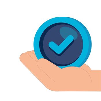 hand with check symbol in frame circular vector