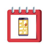 smartphone with map location app in calendar vector