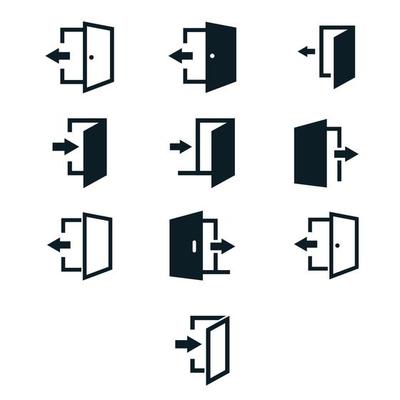 exit door set icon vector template