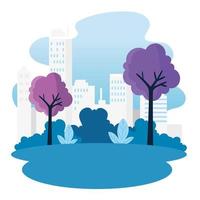 park nature with urban landscape vector