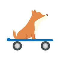 cute dog animal in skateboard isolated icon vector