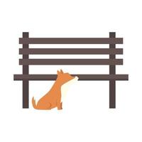 dog with wooden chair of park vector