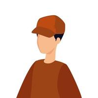 hombre joven con gorra avatar personaje vector