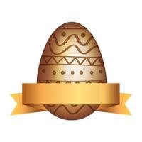 golden egg easter decorated with ribbon vector