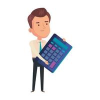 calculator math with businessman isolated icon vector