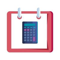 Calculadora de matemáticas en el icono aislado del recordatorio del calendario vector
