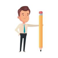 businessman elegant with pencil isolated icon vector