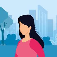 beautiful woman in cityscape avatar character vector