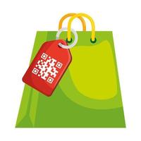 qr code over label and bag vector design