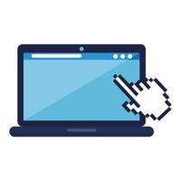 Isolated digital laptop and cursor hand vector design