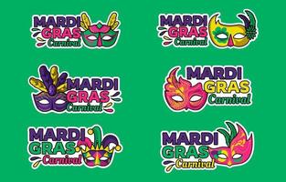 conjunto de pegatinas de máscara de mardi gras vector