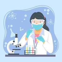 Female Scientist Working in Lab vector