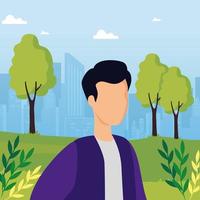 young man in park landscape vector