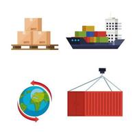 logistic service with set icons vector