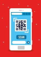 qr code inside smartphone vector design