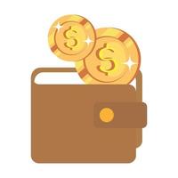 coins cash with wallet isolated icon vector