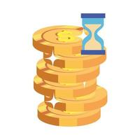 pile coins with hourglass isolated icon vector